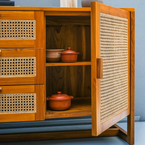 Mueble Extensible Contemporáneo de Madera Maciza con Puertas, Unidad de Almacenamiento Espaciosa para Sala de Estar Moderna, Muebles para el Hogar Estilo Rústico - Product Image 3