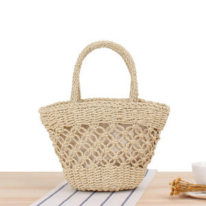 Complete your favorite sophisticated outfits using this lovely Natural yarn bag featuring a stylish mesh <b>top</b> and solid base - Product Image 1