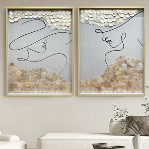 Panneau mural décoratif personnalisé en mosaïque de coquillages et nacre, style minimaliste, pour appartements haut de gamme - Product Image 3