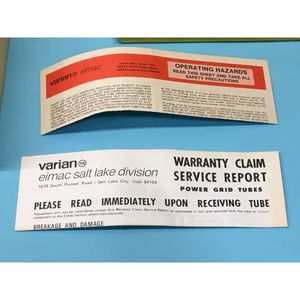 หลอดอิเล็กตรอน Eimac 3-500Z, 94-63116-00, Varian - อุปกรณ์และอะไหล่เซมิคอนดักเตอร์ระดับโลกที่เชื่อถือได้ - Product Image 5