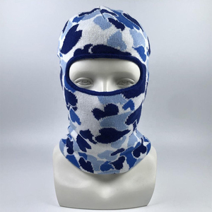 Cagoule unisexe en tricot camouflage, masque intégral, cagoule de ski, couvre-tête chaud et coupe-vent pour l'hiver, style streetwear décontracté, vente en gros OEM - Product Image 1