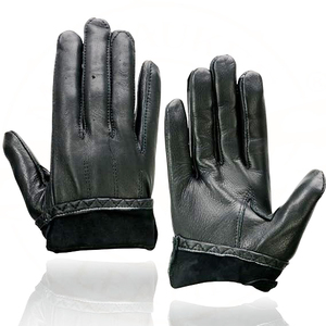 Gants de moto en cuir de vachette noir pour homme Samroz Sports - Product Image 3
