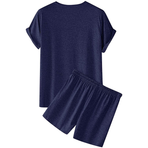 Conjunto deportivo personalizado de 2 piezas para mujer, conjunto de pantalones cortos de verano, conjunto deportivo estampado de manga corta, pantalones cortos de verano transpirables para hombre - Product Image 2