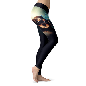 <b>Women's</b> High Waist Yoga <b>Leggings</b> Full Length Sublimation Print Dog <b>Pattern</b> Four-Way Stretch Spandex Polyester Pants - Product Image 3