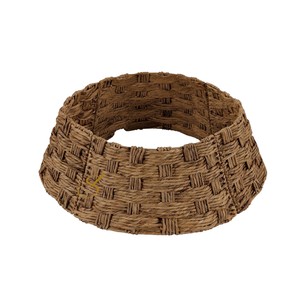 Dark Brown Water Hyacinth Christmas Tree Collar Detachable <b>Chunky</b> Woven Xmas Tree Base <b>Ring</b> Cover For Holiday Decor - Product Image 1