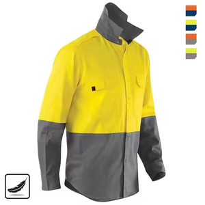 Camisa de Trabajo de Alta Visibilidad para Hombre, Manga Larga, Color Naranja Fluorescente, Amarillo, con Parches - Product Image 4