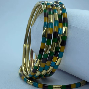 Brazalete Geométrico de Acrílico Chapado en Oro, Pulsera Abierta de Latón con Resina Acética Irregular para Mujer - Product Image 1