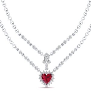Prix de gros usine REYES Collier pendentif en argent sterling 925 avec moissanite et pierre précieuse rubis taille cœur 3,5 carats, Bijoux fins - Product Image 5