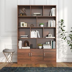 Libreria Moderna a Cubi da 180 cm con 4 Ripiani Aperti, 10 Cubi e 3 Ante - Scaffale Alto per Organizzazione e Archiviazione - Product Image 1