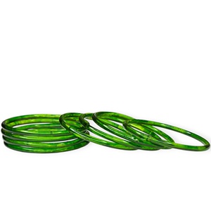 Vibrant Green Jelly Glass Finish Kashmiri <b>Bangles</b> Set Lightweight Daily Wear Traditional Wedding Stackable Jewellery - Product Image 2