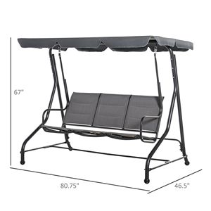 Sedia a dondolo impermeabile da esterno con seduta imbottita e tettuccio regolabile per il comfort in giardino - Product Image 3