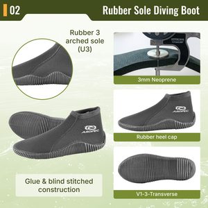 Botas de Buceo Aropec de Neopreno de 3mm hasta el Tobillo para Hombre y Mujer, Suela de Goma Antideslizante, para Todas las Estaciones, Deportes al Aire Libre, Modelo BT-101U3 - Product Image 3