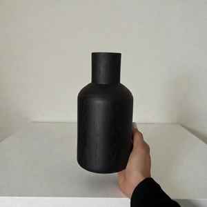 Vases en bois faits à la main, minimalistes, rustiques, uniques, en bambou, écologiques, décoratifs, style Wabi Sabi Japandi, noyer, charbon de bois, pour le sol - Product Image 3