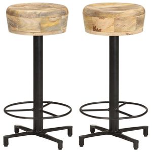 Ensemble de 2 tabourets de bar en bois naturel et noir - Product Image 1