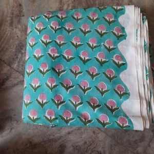 Nueva Tela Ecológica de Algodón Peinado Orgánico, Hecha a Mano en India, con Estampado a Bloque, Ideal para Confección de Vestidos - Product Image 1