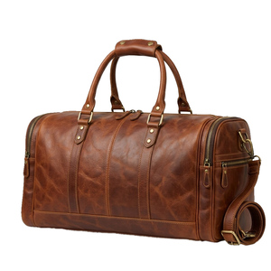 Bolsa de Viaje de Cuero Genuino de Lujo, Gran Capacidad, Impermeable, para Gimnasio, Deportes, Fin de Semana, Ligera, Plegable, para Llevar Equipaje - Product Image 1