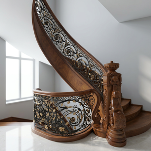 Barandilla de Escalera Victoriana de Hierro Fundido KHP con Balaustres de Hierro Fundido y Detalles Dorados, Resistente al Óxido, para Pasillos Interiores de Hoteles - Product Image 2