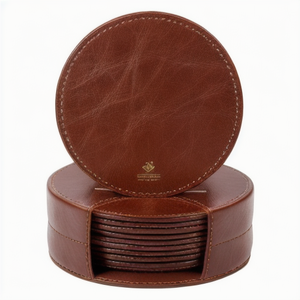 Sous-verres en cuir double face de style nordique, couleur unie, antidérapants, pour tasses à café, durables, décoratifs, napperons de table en cuir - Product Image 5