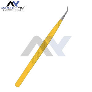 Pinces à cils professionnelles en acier inoxydable avec pointe en fibre jaune pour extensions de cils volumineuses, lot de 4 - Product Image 3