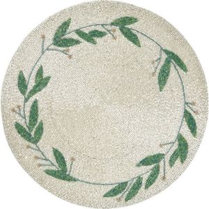 Napperon de luxe en perles de verre brodé à la main, motif feuille de vigne verte, pour table à manger, événements festifs et mariages, dessus de plat - Product Image 1
