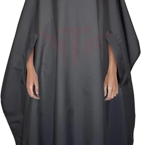 Capa de peluquería negra sin mangas con cuello a presión para salón de belleza y barbería - Product Image 2