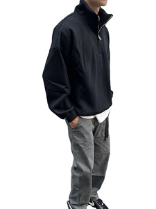 Sweat-shirt à capuche oversize en molleton épais, 14 zip, pull-over en coton mélangé, uni, teint, quart de zip, capuche unisexe, sweat-shirt d'hiver - Product Image 1