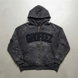 Hoodie Oversize Premium en Coton French Terry Noir avec Broderie Chenille Imprimée, Style Streetwear, Hiver, Écologique, OEM, Vente en Gros - Product Image 1