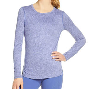 Camiseta de Algodón Puro Blanca Lisa de Manga Larga con Cuello Holgado y Logotipo Personalizado para Mujer, Camiseta de Punto de Verano con Top Interior - Product Image 1