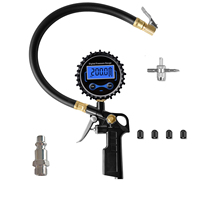 High Precision Tire Pressure Gauge Inflator Gun with Flexible Hose Quick Connect Air Chuck for Car Truck Motorcycle