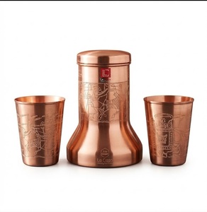 Ensemble de bouteilles d'eau en cuivre BS International NA80 avec manchon vert, prise en main facile, compatible lave-vaisselle, écologique, double paroi isolée, pliable - Product Image 6