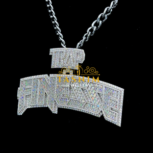 Pendentif Rose Iced Out de Qualité Supérieure en Argent Sterling 925, Collier de Mariage Hip Hop Flamme avec Diamant Moissanite, Fournisseur Indien - Product Image 3