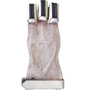 Guantes de tiro con arco KyzoFire de cuero genuino al por mayor, con cierre de gancho y bucle, unisex, protectores para caza con arco y protección para los dedos. - Product Image 2