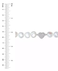 Collana con colletto 18 "con chiusura a forma di perla d'acqua dolce coltivata (11-12mm) e zirconi - Product Image 5