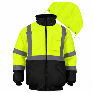 Chaqueta de Trabajo de Construcción con Logotipo Personalizado, Franjas Reflectantes de Alta Visibilidad, Forro Polar, Capucha Desmontable, Ropa de Trabajo de Seguridad para Invierno - Product Image 1