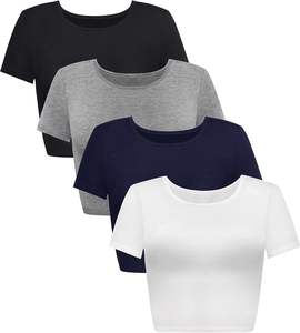 Blusa de Mujer Elástica y Suave con Cuello Redondo, Manga Corta, Spandex y Poliéster, Estilo Casual, Ajustada, Elegante para Uso Diario - Product Image 4
