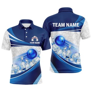 เสื้อโบว์ลิ่งผู้ชายสั่งทำพิเศษ ผ้าโพลีเอสเตอร์ 100% พิมพ์ลายด้วยความร้อน แห้งเร็ว ระบายอากาศได้ดี แขนสั้น คอจีน พร้อมชื่อทีม - Product Image 5