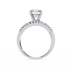 Anillo Clásico de Oro de 14k con Diamante Redondo de 2 Quilates, Engaste Pavé, para Mujer, Certificado IGI, Ideal para Compromiso, Aniversario o Boda - Product Image 4
