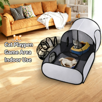 Tente portable pliable pour chat et chien avec tunnel, enclos de jeu, cage, maisonnette extérieure pour animaux de compagnie