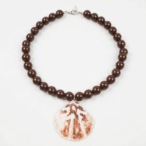 Colgante de Concha Natural, Joyería Costera de Moda, Accesorios Ajustables de Estilo Bohemio para la Playa, Color Mocha Marrón con Cuentas - Product Image 1