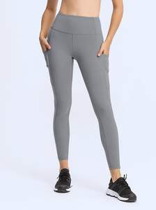 Legging de sport taille haute pour femme, effet gainant, avec poches intérieures, contrôle du ventre, brillant, style disco, pour yoga et sport - Product Image 3