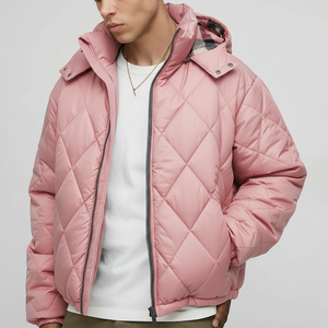 Veste matelassée de haute qualité pour homme, sur mesure, brillante, grande taille, avec capuche, en duvet d'oie - Product Image 1