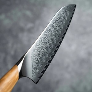 Cuchillo de carnicero de acero de Damasco de la marca Edge Master con mango de madera, adecuado para cortar carne, pescado, frutas y otros usos. - Product Image 2