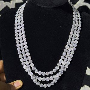 AMBER JEWELS GRA T-512 Luxury 18K Solid Natural Stone Hiphop Tennis Necklace Radiant Cut Circling Setting Unisex Wedding Party - Product Image 1
