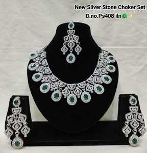 Traditional Ethnic Alloy Silver Plated Coral Flower Design High Quality Choker <b>Set</b> Earrings Necklace Women's Wedding Party Gift - Product Image 2