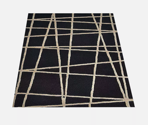 Alfombra negra y blanca de lana hecha a mano, de alta calidad, ecológica, antideslizante, para sala de estar, habitaciones infantiles, hoteles y oficinas. - Product Image 2