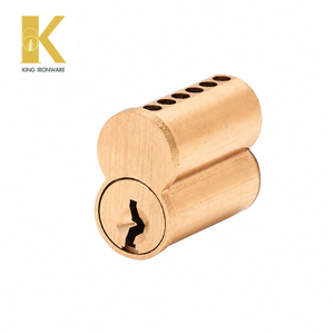 Cylindre de serrure en laiton, logo personnalisé disponible, laiton satiné, 6 goupilles, clé C, SFIC, pour la sécurité des portes - Product Image 1