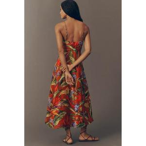 Hermoso Vestido Midi de Playa con Estampado Floral Artesanal para las Fiestas, Cuello en V, Holgado, Sexy, con Tirantes Finos y Espalda Descubierta, Estilo Casual - Product Image 2