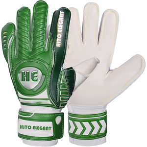 Guantes de Portero de Fútbol Elásticos de Látex Alemán con Diseño Personalizado Blanco y Verde, Corte Negativo, con Látex Alemán de 4 mm con Relieve - Product Image 1