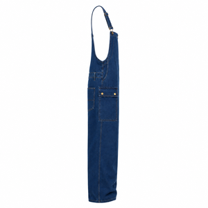 Salopette de travail respirante pour hommes, multi-poches, en sergé noir durable, bretelles réglables, fermeture éclair frontale, vente en gros - Product Image 2