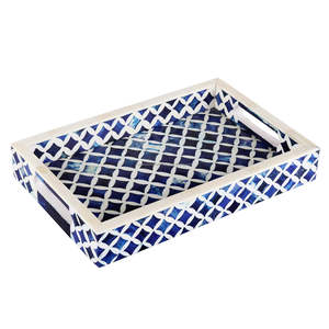 Plateau de service de grande taille en faux marbre blanc de meilleure qualité Rangement de salle de bain en résine personnalisé et plateaux d'intérieur pour la maison Plateau de vanité en résine - Product Image 1